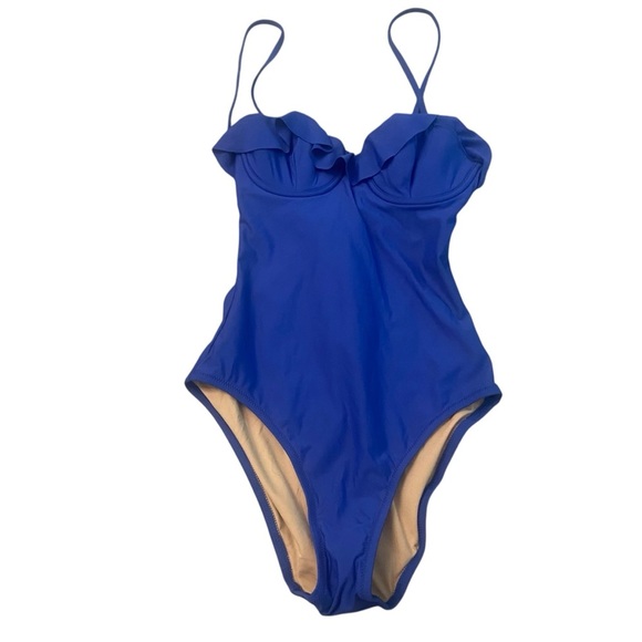 J Crew Adjustable Strap Ruffle Trim Heritage Balconette Underwire One Piece NEW - Picture 1 of 3